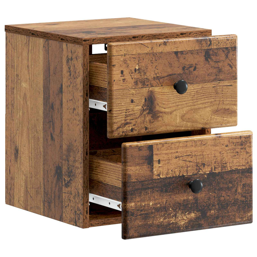 Mobiletto da notte a muro 2 pcs Legno antico 34,5 x 33 x 40 cm