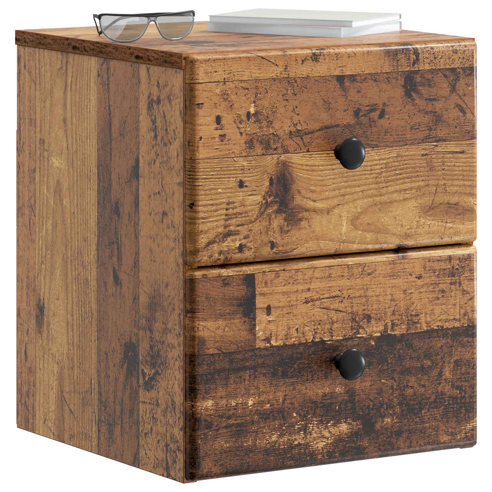 Mobiletto da notte a muro 2 pcs Legno antico 34,5 x 33 x 40 cm