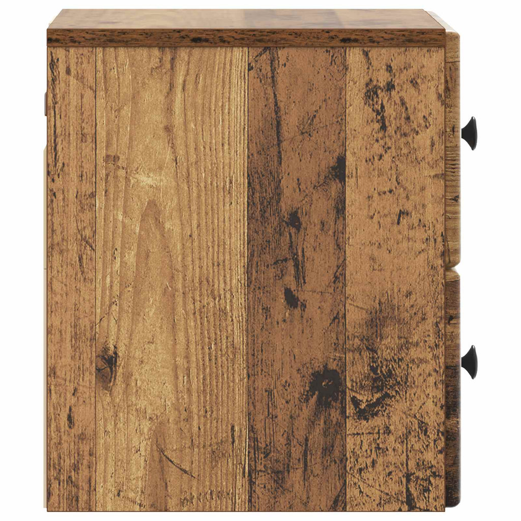 Mobiletto da notte a muro 2 pcs Legno antico 34,5 x 33 x 40 cm