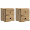 Mobiletto da notte a muro con cassetto 2 pcs Rovere Artigianale