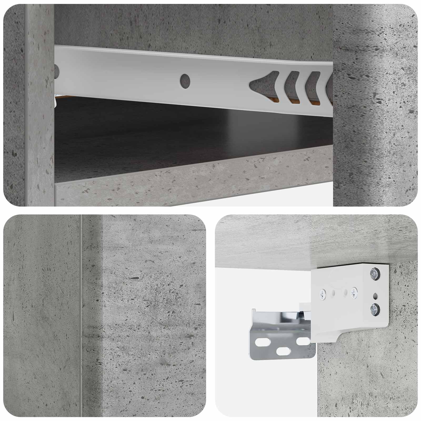 Tavolino da Parete Laterale Grigio Cemento 59 x 34,5 x 17 cm