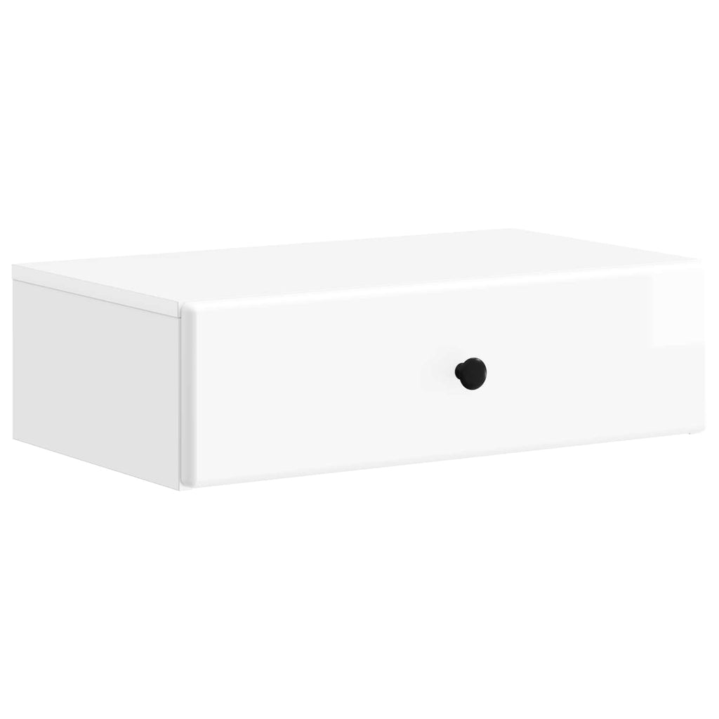 Tavolino da Parete Laterale Bianco Lucido 59 x 34,5 x 17 cm