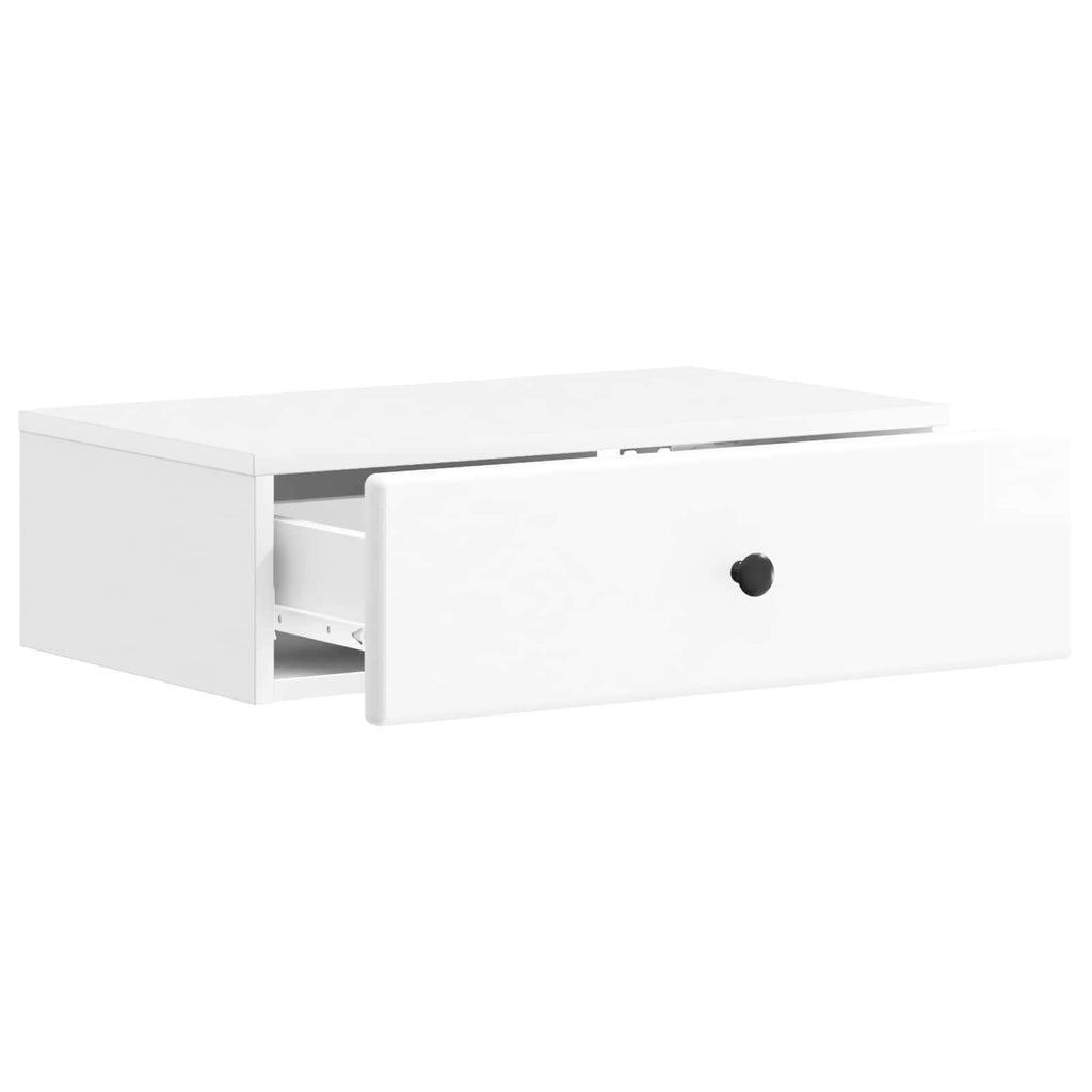 Tavolino da Parete Laterale Bianco Lucido 59 x 34,5 x 17 cm