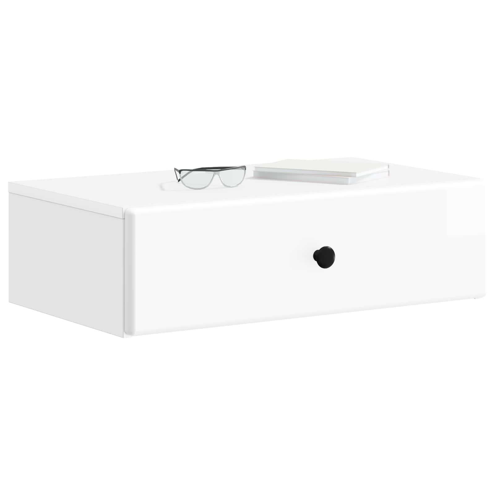 Tavolino da Parete Laterale Bianco Lucido 59 x 34,5 x 17 cm