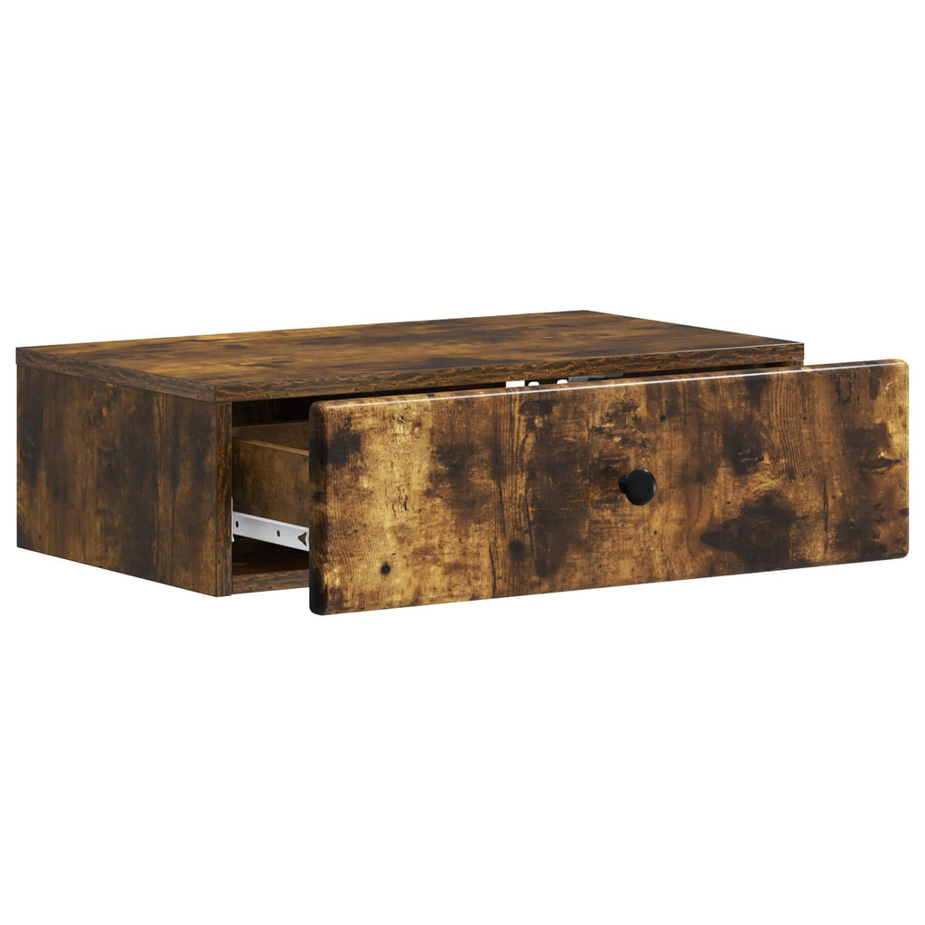 Tavolino da Parete Laterale Rovere Fumo 59 x 34,5 x 17 cm