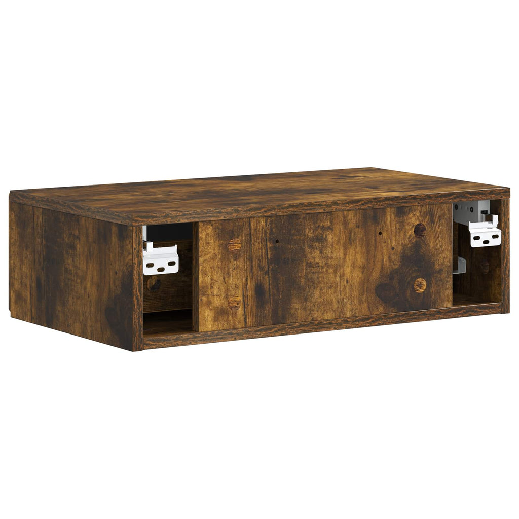 Tavolino da Parete Laterale Rovere Fumo 59 x 34,5 x 17 cm