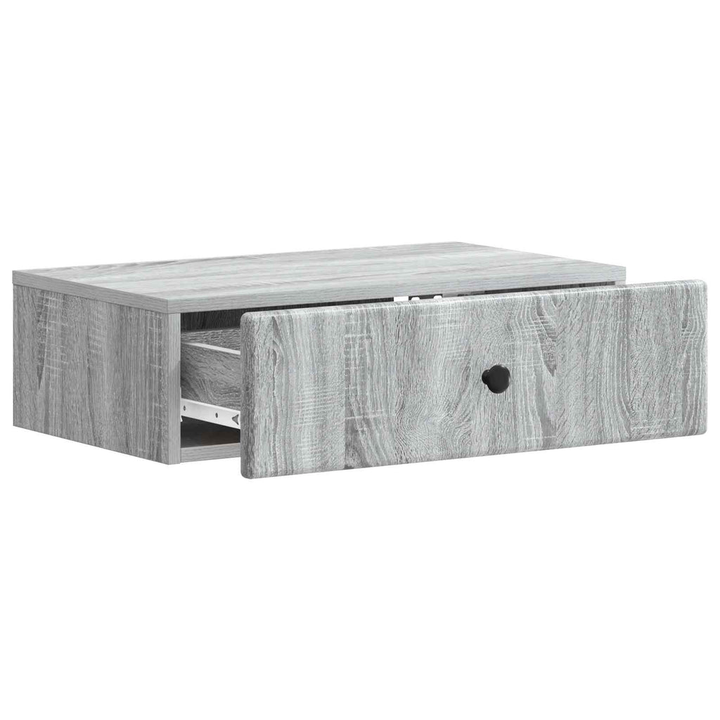 Tavolino da Parete Laterale Grigio Sonoma 59 x 34,5 x 17 cm