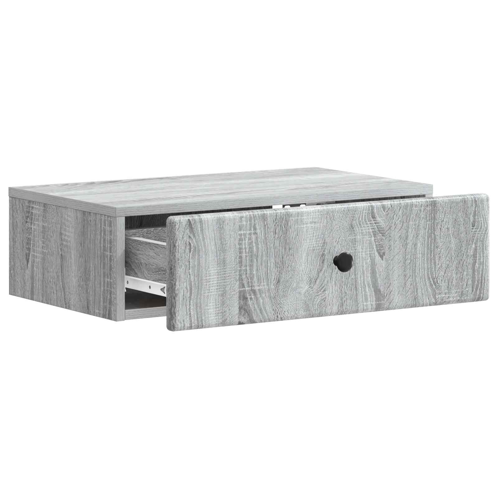 Tavolino da Parete Laterale Grigio Sonoma 59 x 34,5 x 17 cm