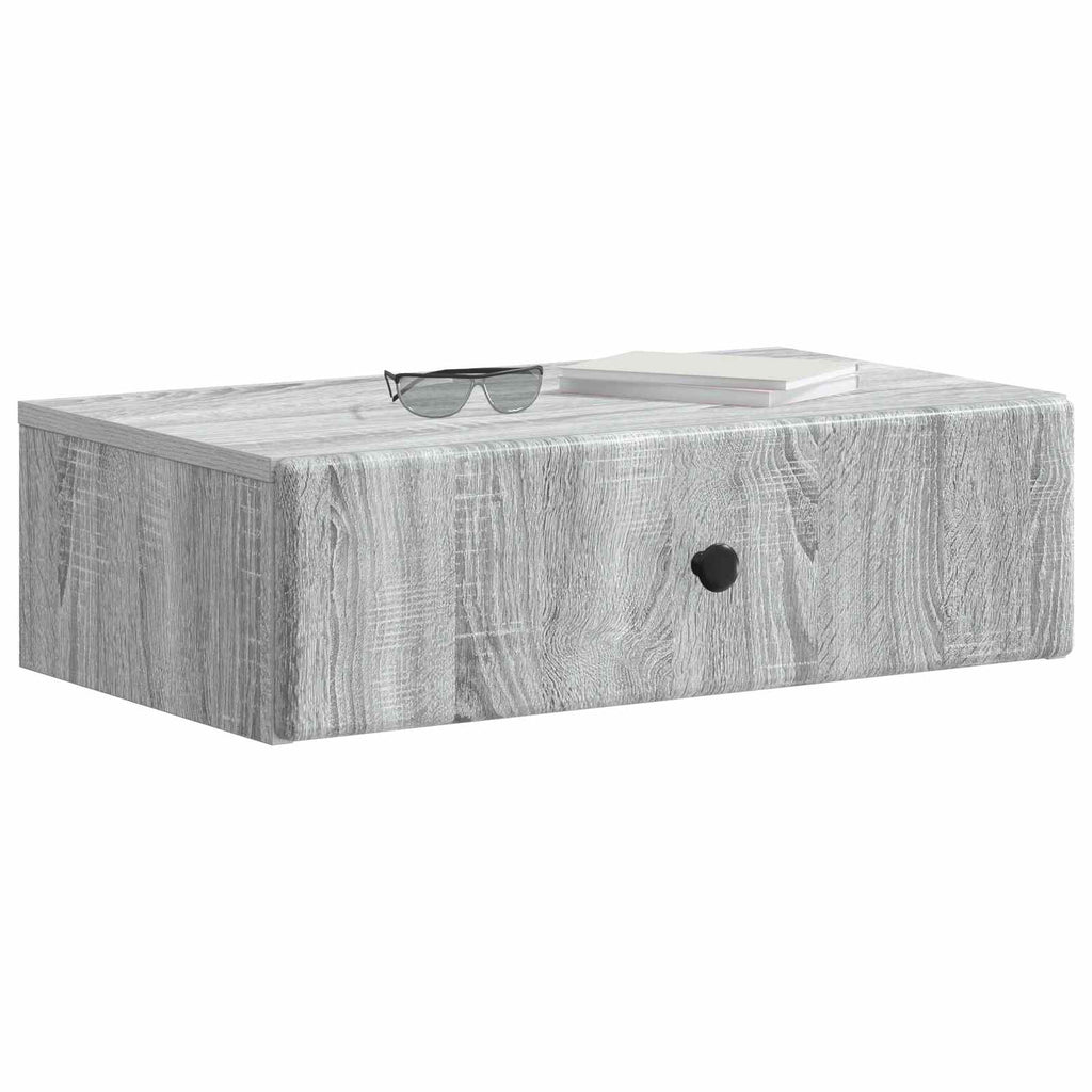 Tavolino da Parete Laterale Grigio Sonoma 59 x 34,5 x 17 cm