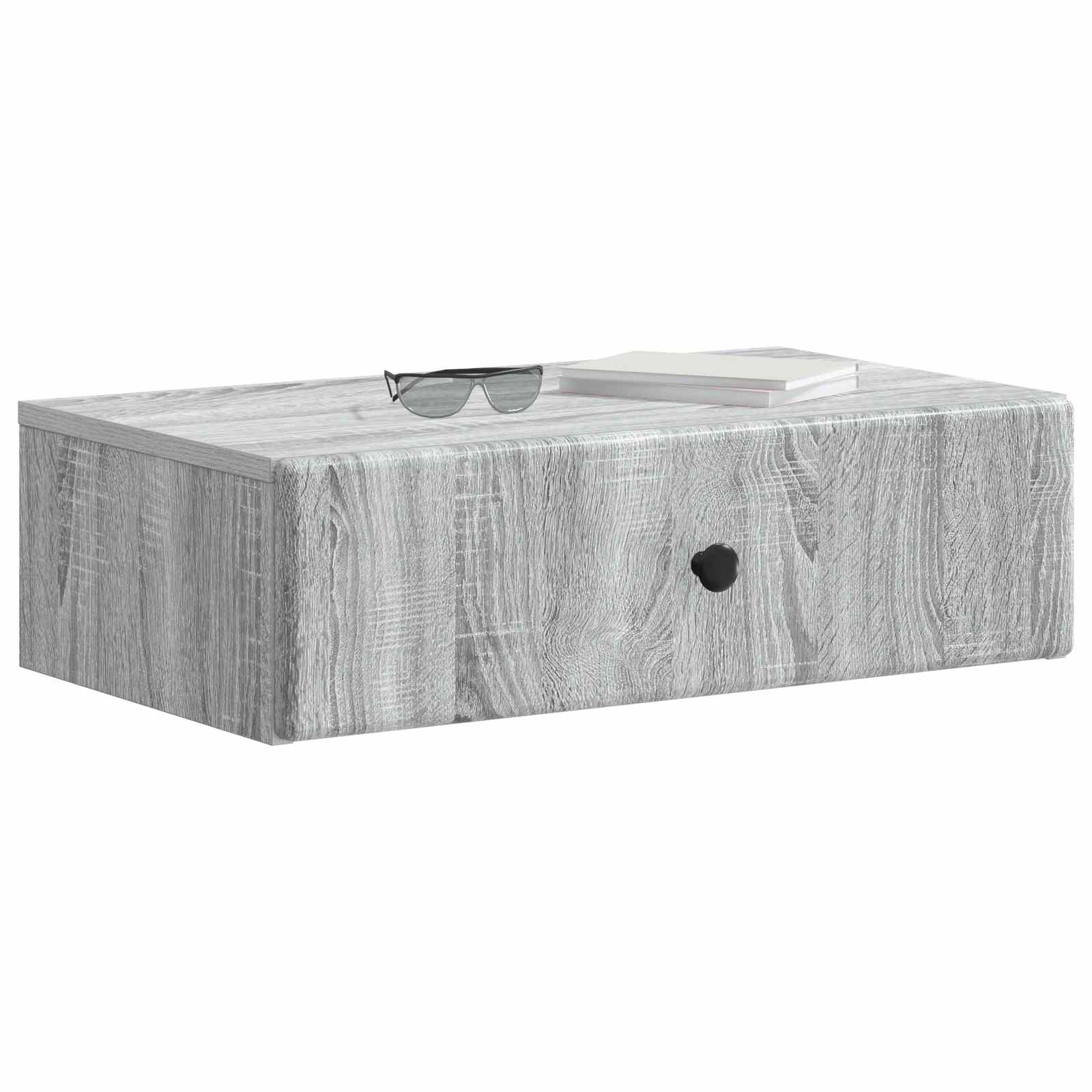 Tavolino da Parete Laterale Grigio Sonoma 59 x 34,5 x 17 cm