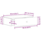 Tavolino da Parete Laterale Grigio Sonoma 59 x 34,5 x 17 cm