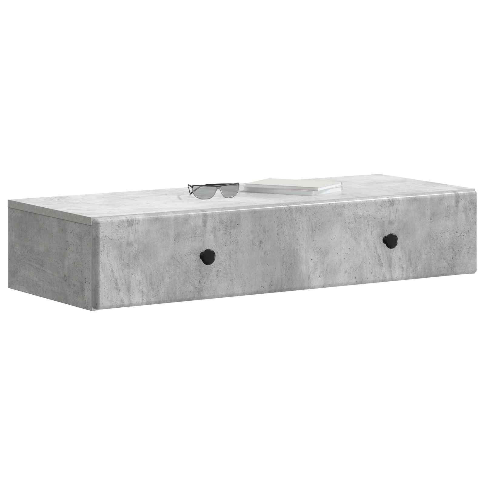 Tavolino da Parete Laterale Grigio Cemento 87,5 x 34,5 x 17 cm