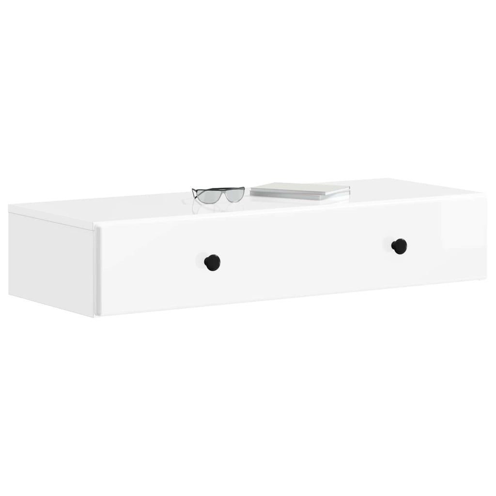 Tavolino da Parete Laterale Bianco Lucido 87,5 x 34,5 x 17 cm