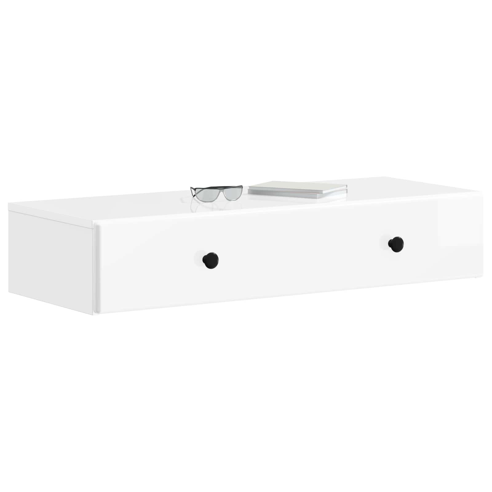 Tavolino da Parete Laterale Bianco Lucido 87,5 x 34,5 x 17 cm