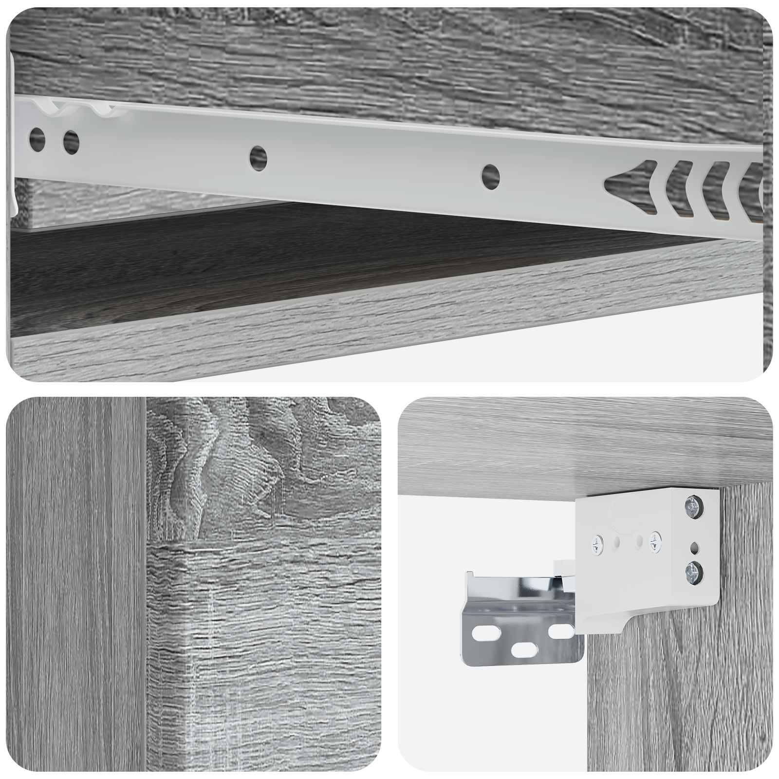 Tavolino da Parete Laterale Grigio Sonoma 87,5 x 34,5 x 17 cm