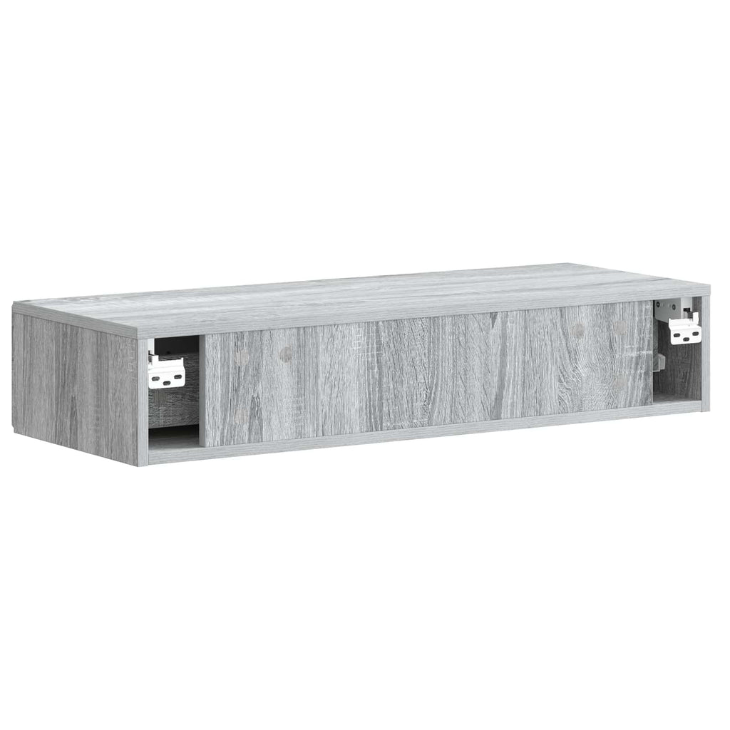 Tavolino da Parete Laterale Grigio Sonoma 87,5 x 34,5 x 17 cm