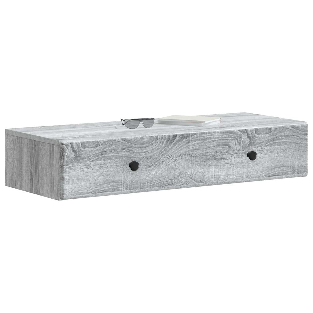 Tavolino da Parete Laterale Grigio Sonoma 87,5 x 34,5 x 17 cm