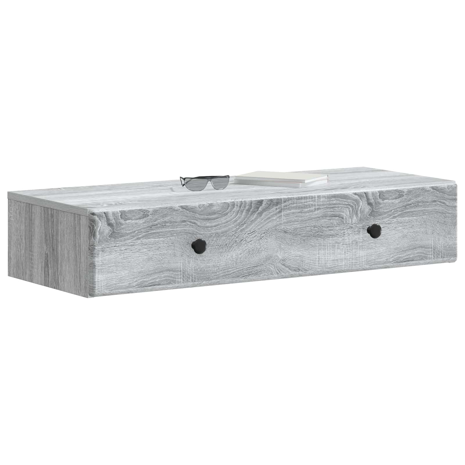 Tavolino da Parete Laterale Grigio Sonoma 87,5 x 34,5 x 17 cm