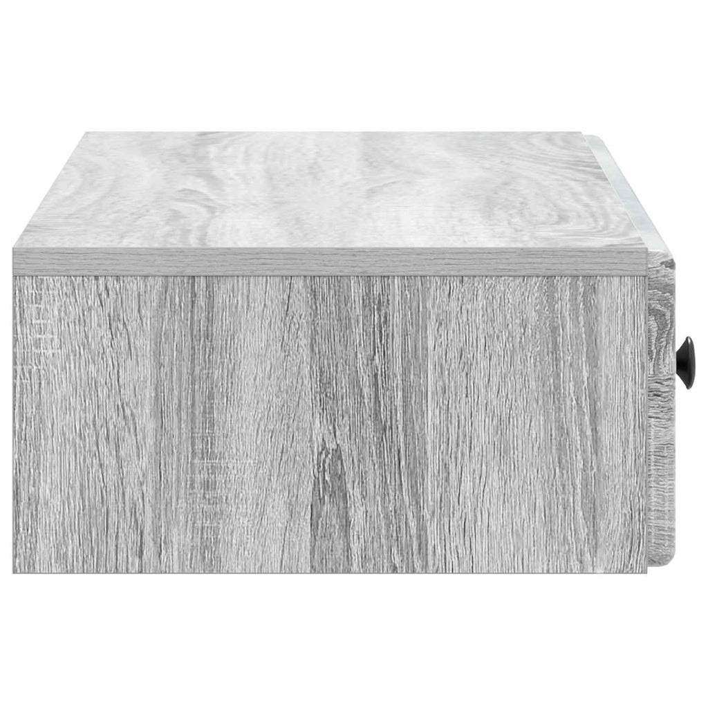 Tavolino da Parete Laterale Grigio Sonoma 87,5 x 34,5 x 17 cm