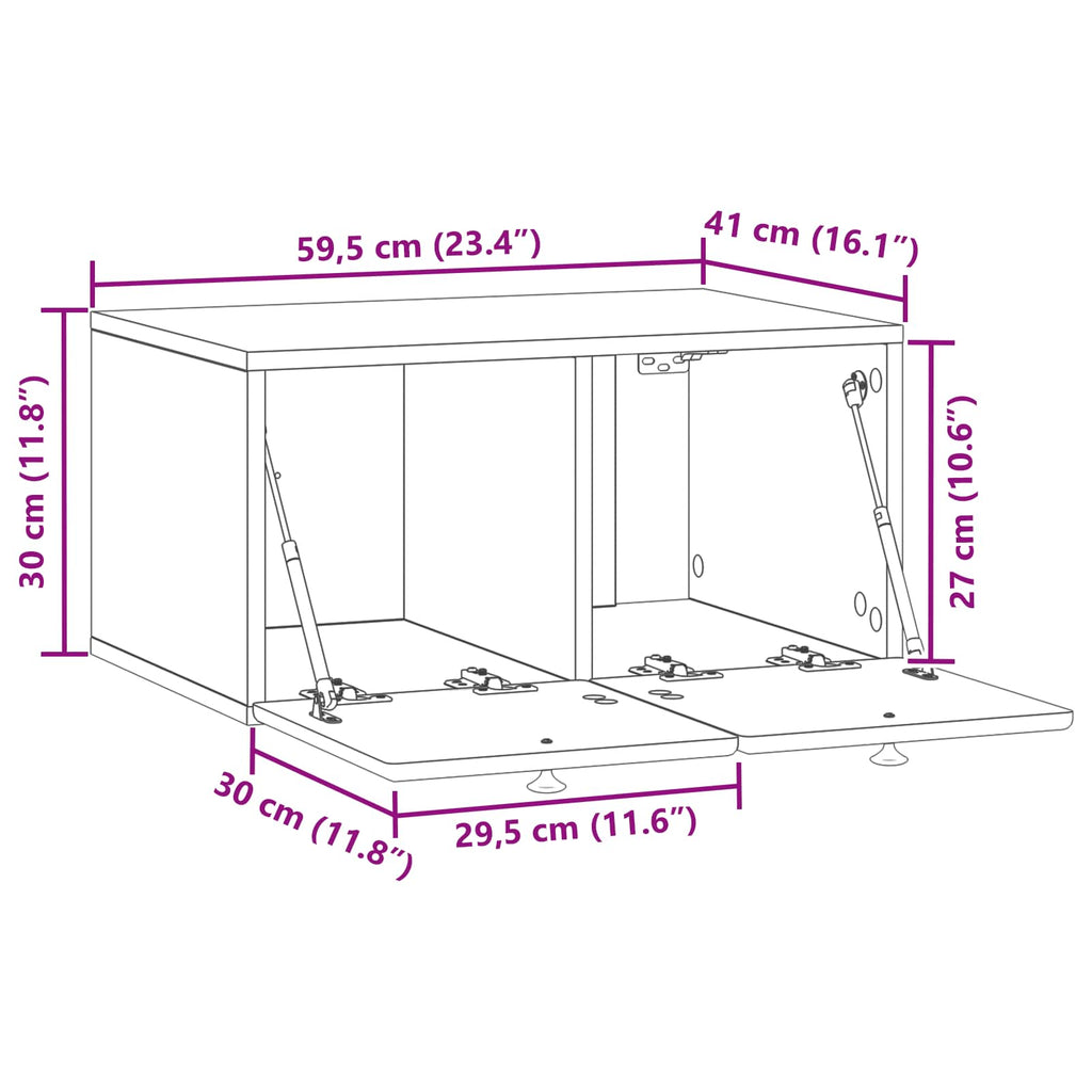 Mobile Porta TV da Muro 59,5 x 41 x 30 cm Rovere Artigianale