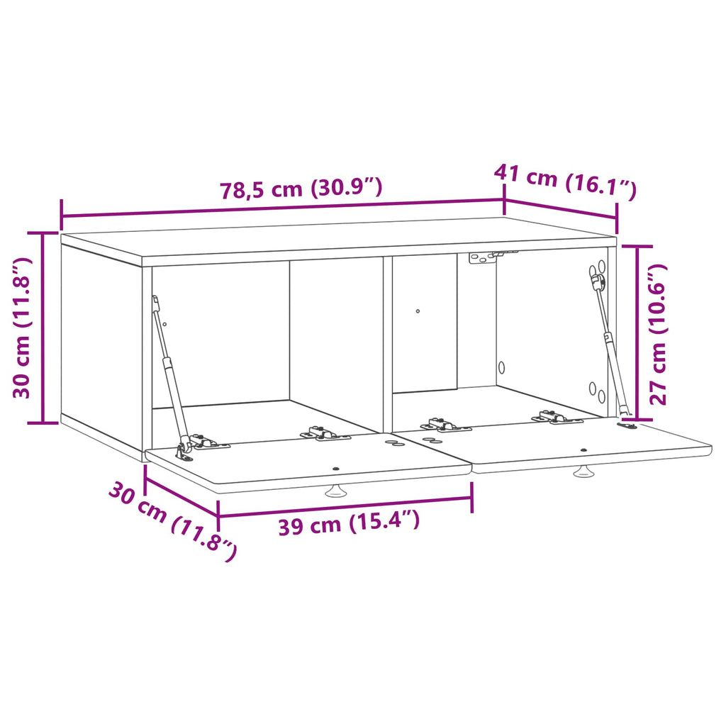 Mobile Porta TV da Muro 78,5 x 41 x 30 cm Rovere Sonoma