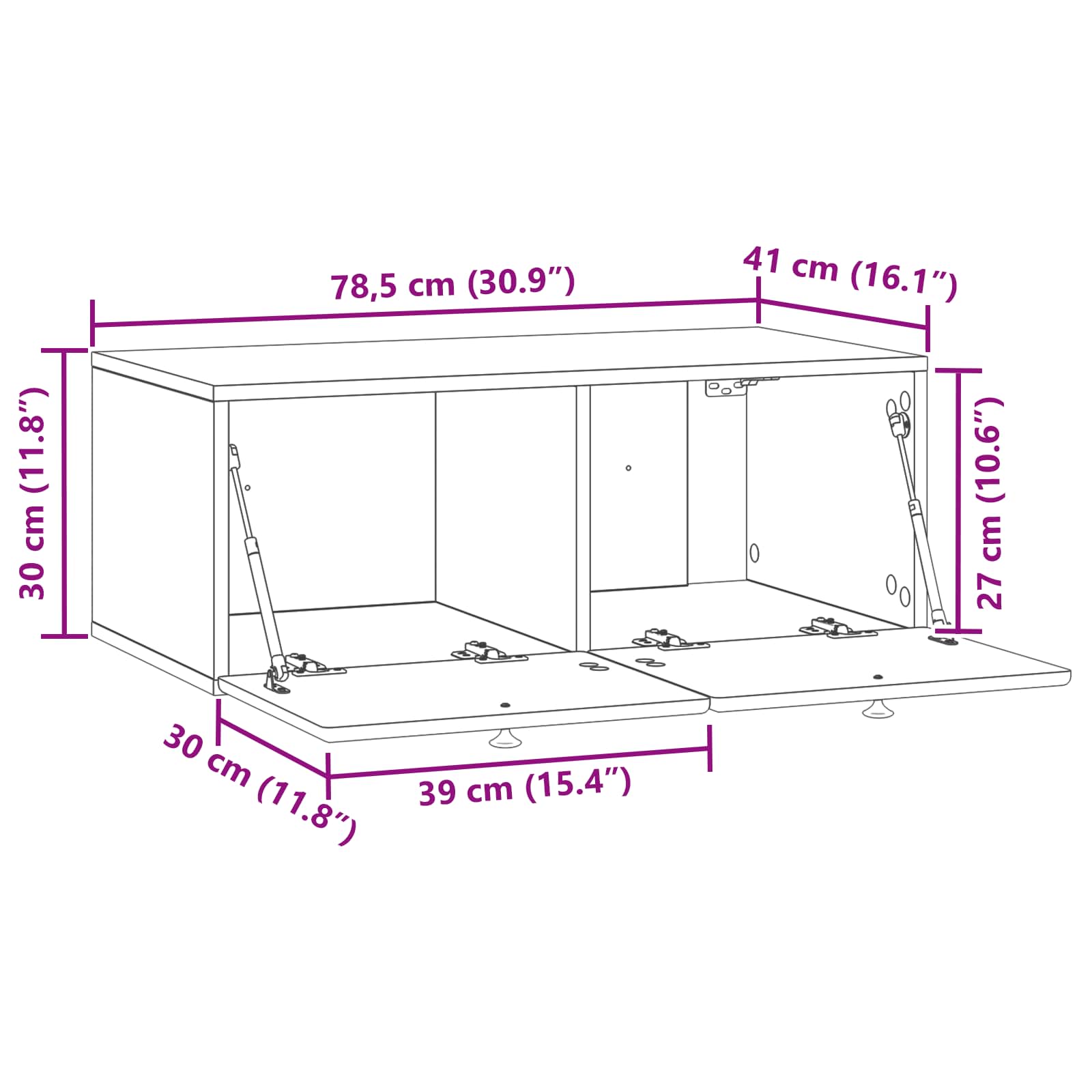Mobile Porta TV da Muro 78,5 x 41 x 30 cm Rovere Sonoma