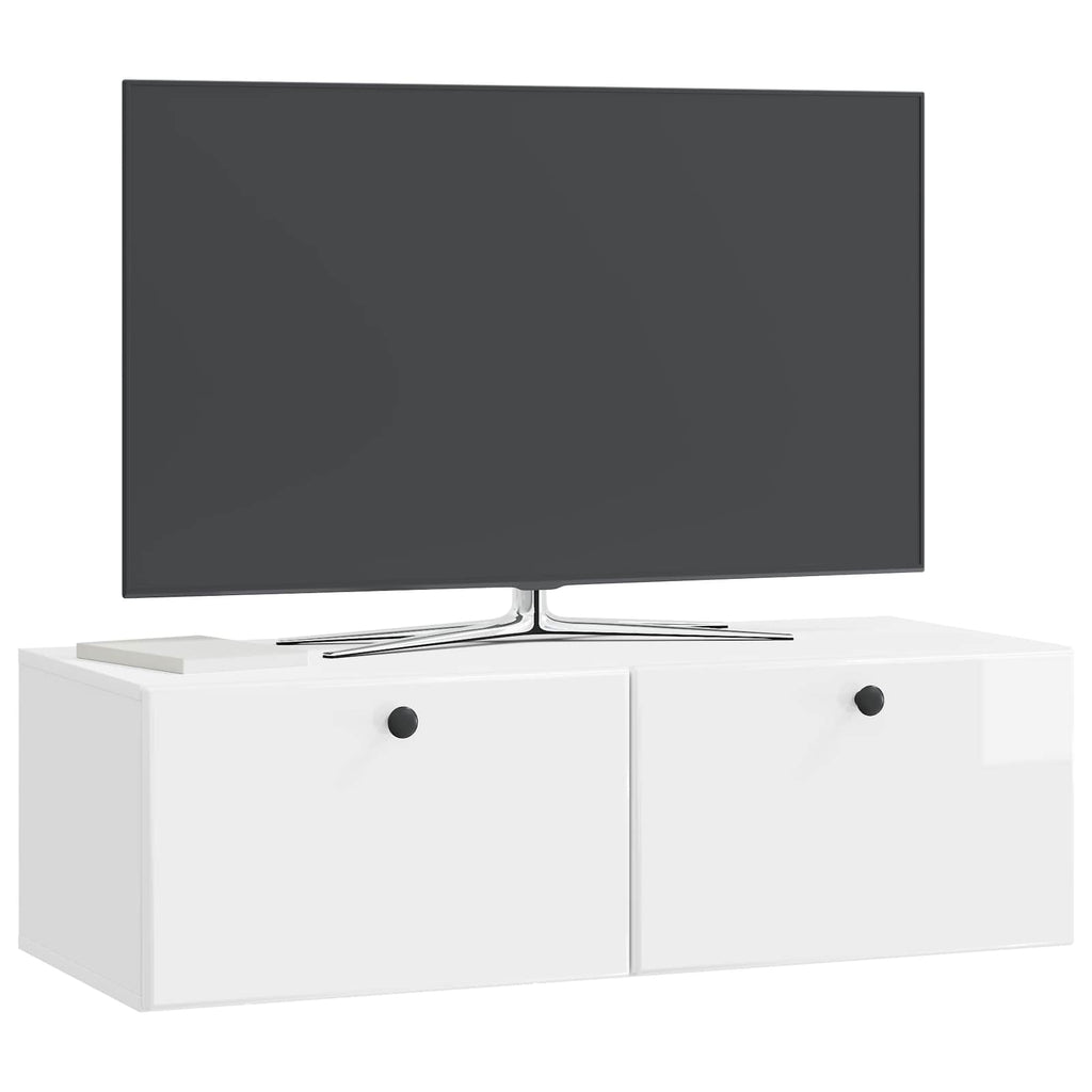 Mobile Porta TV da Muro 98 x 41 x 30 cm Bianco Lucido