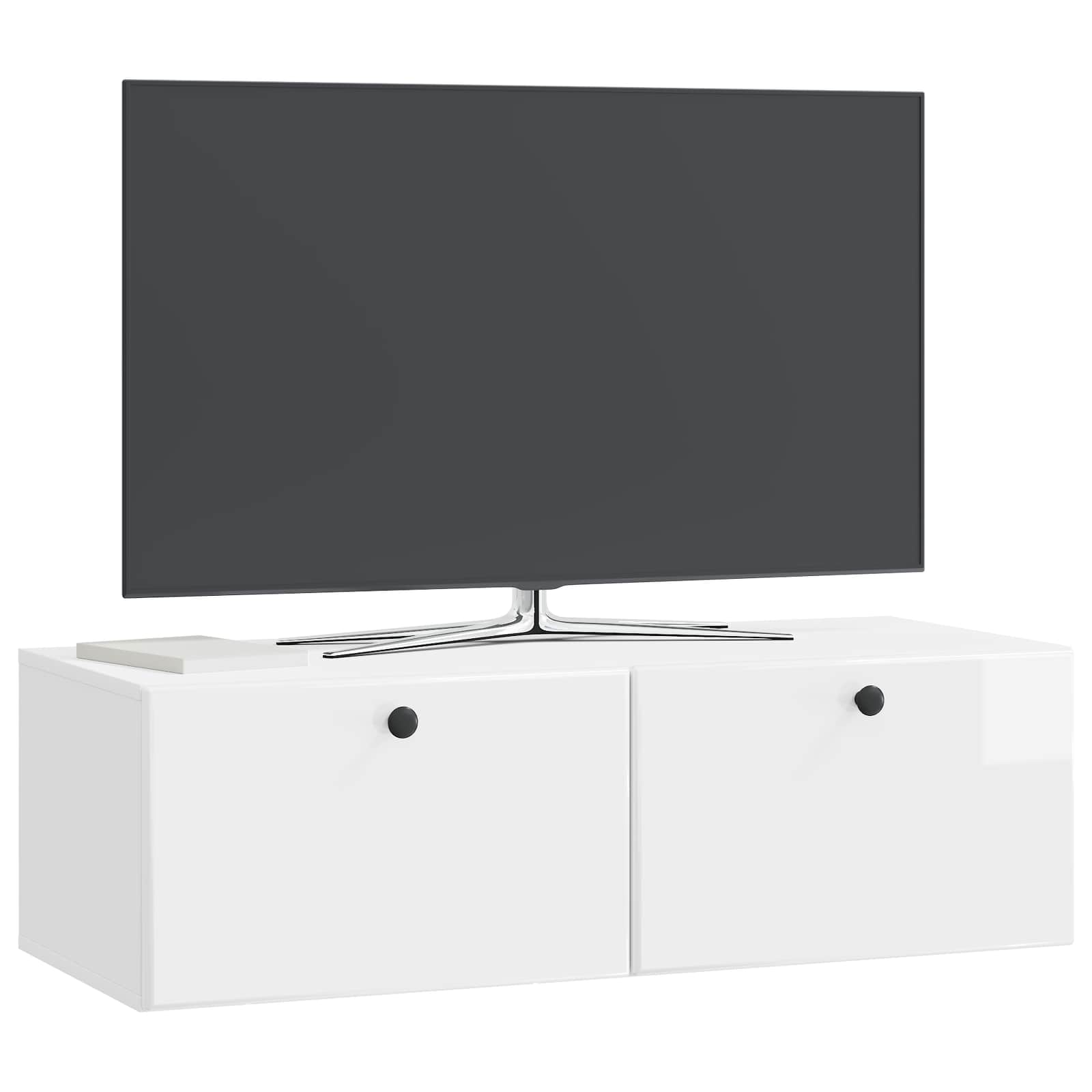 Mobile Porta TV da Muro 98 x 41 x 30 cm Bianco Lucido
