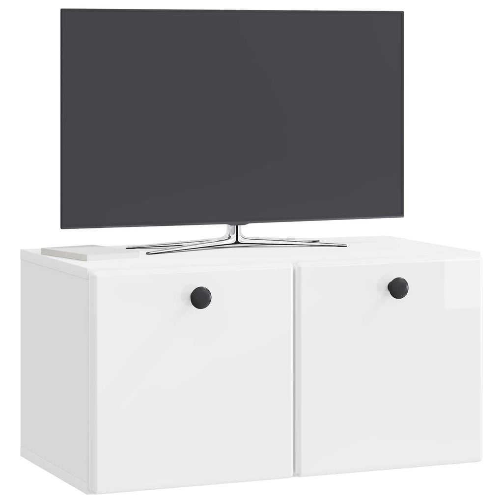Mobile Porta TV da Muro 59,5 x 31 x 30 cm Bianco Lucido