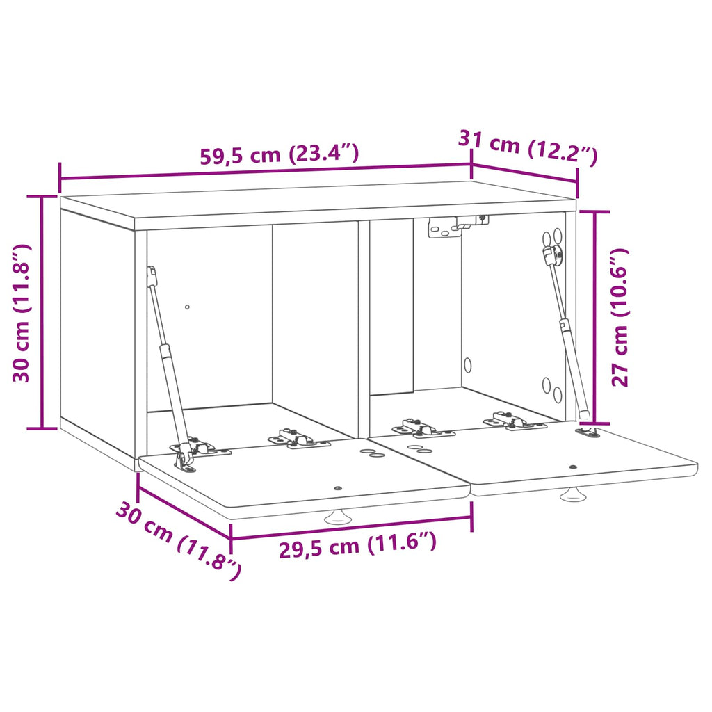 Mobile Porta TV da Muro 59,5 x 31 x 30 cm Bianco Lucido