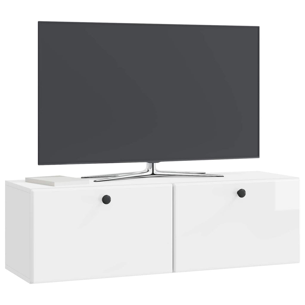 Mobile Porta TV da Muro 98 x 31 x 30 cm Bianco Lucido