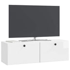 Mobile Porta TV da Muro 98 x 31 x 30 cm Bianco Lucido