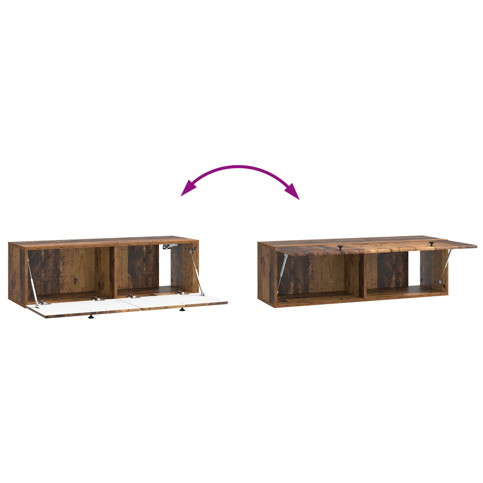 Mobile Porta TV da Muro 98 x 31 x 30 cm Legno antico
