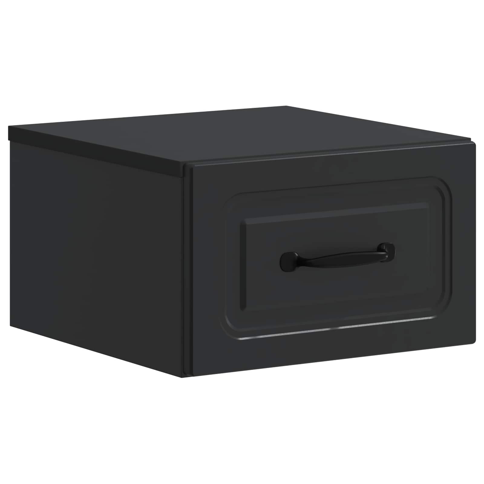 Mobiletto da notte a muro con cassetto Nero 34,5 x 33 x 20 cm