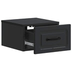 Mobiletto da notte a muro con cassetto Nero 34,5 x 33 x 20 cm