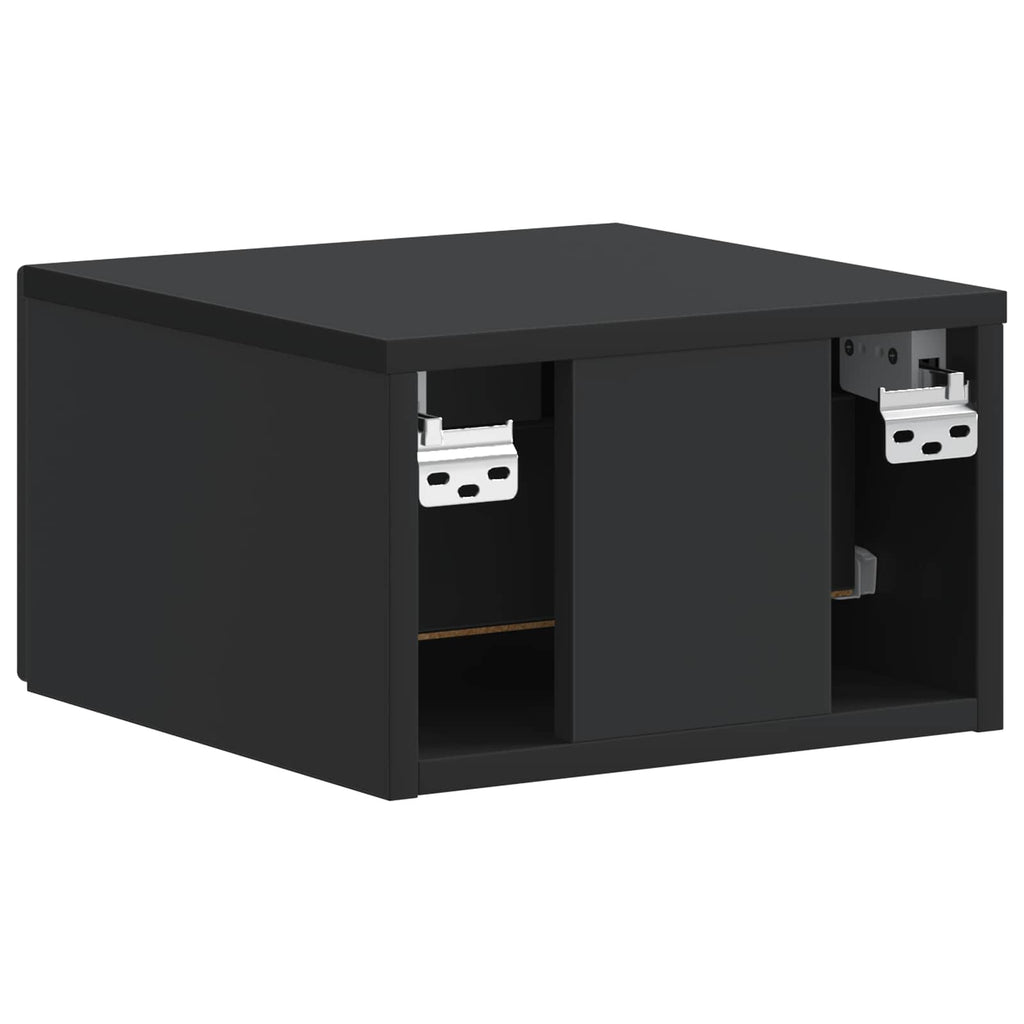 Mobiletto da notte a muro con cassetto Nero 34,5 x 33 x 20 cm