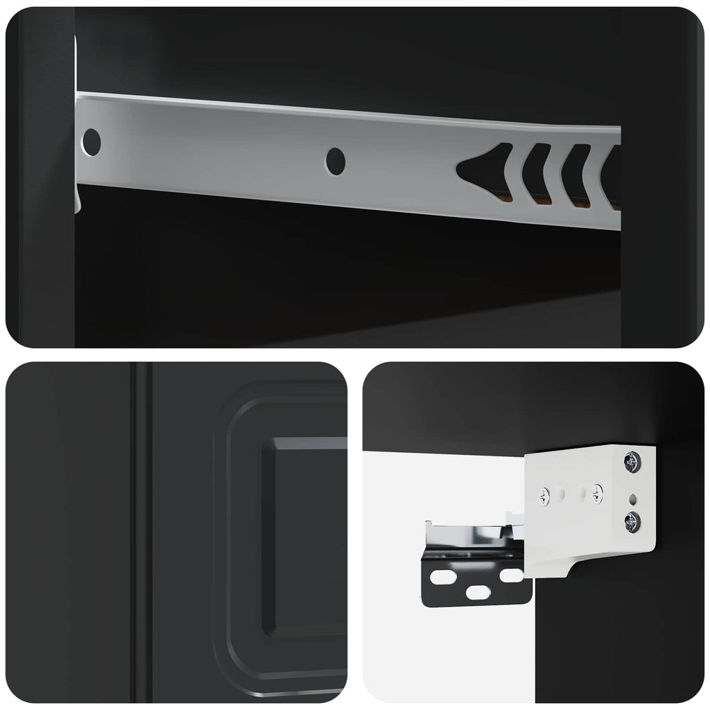 Mobiletto da notte a muro 2 pcs Nero 34,5 x 33 x 20 cm