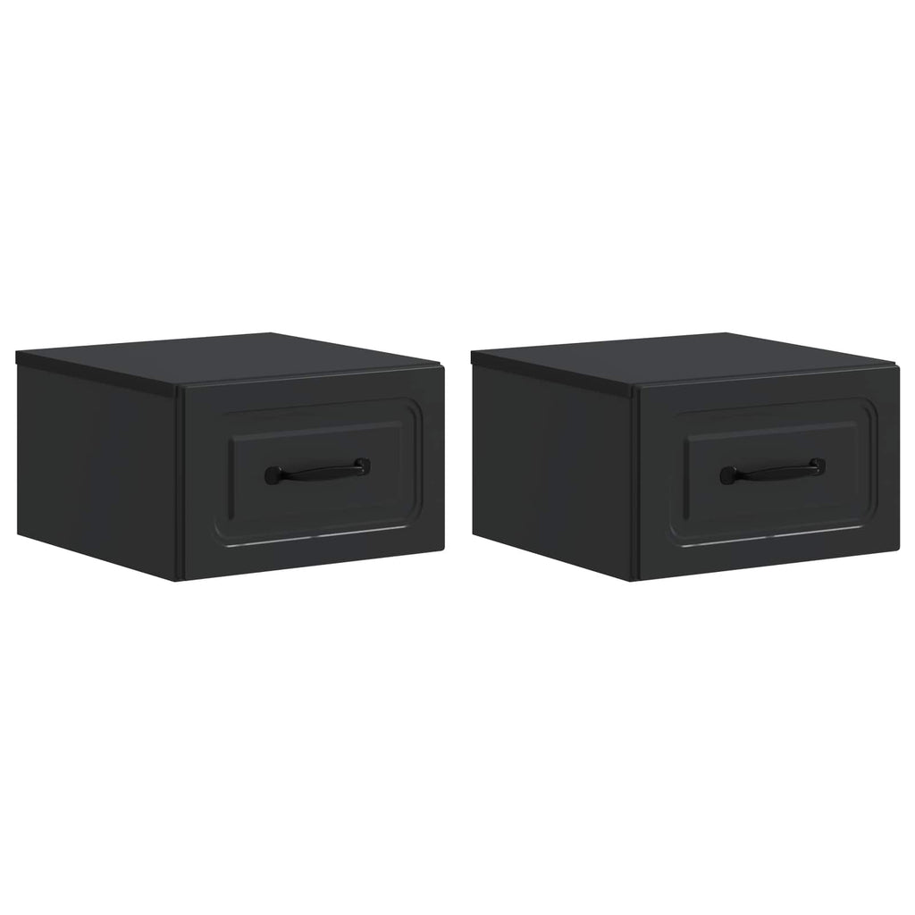 Mobiletto da notte a muro 2 pcs Nero 34,5 x 33 x 20 cm