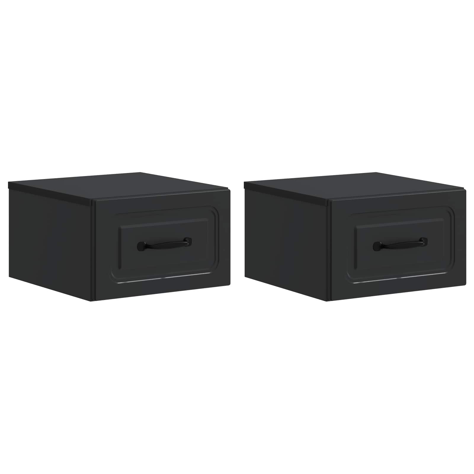 Mobiletto da notte a muro 2 pcs Nero 34,5 x 33 x 20 cm