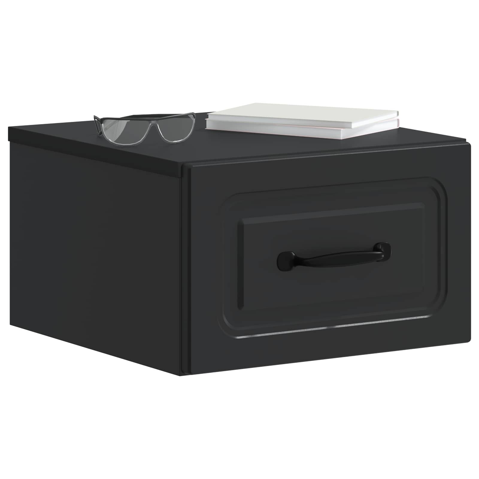 Mobiletto da notte a muro 2 pcs Nero 34,5 x 33 x 20 cm