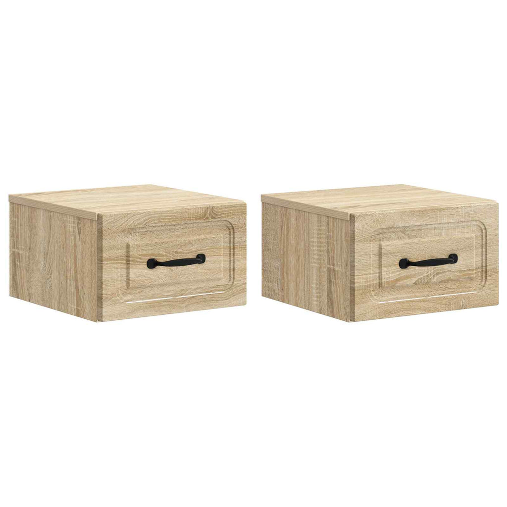 Mobiletto da notte a muro 2 pcs Rovere Sonoma 34,5 x 33 x 20 cm