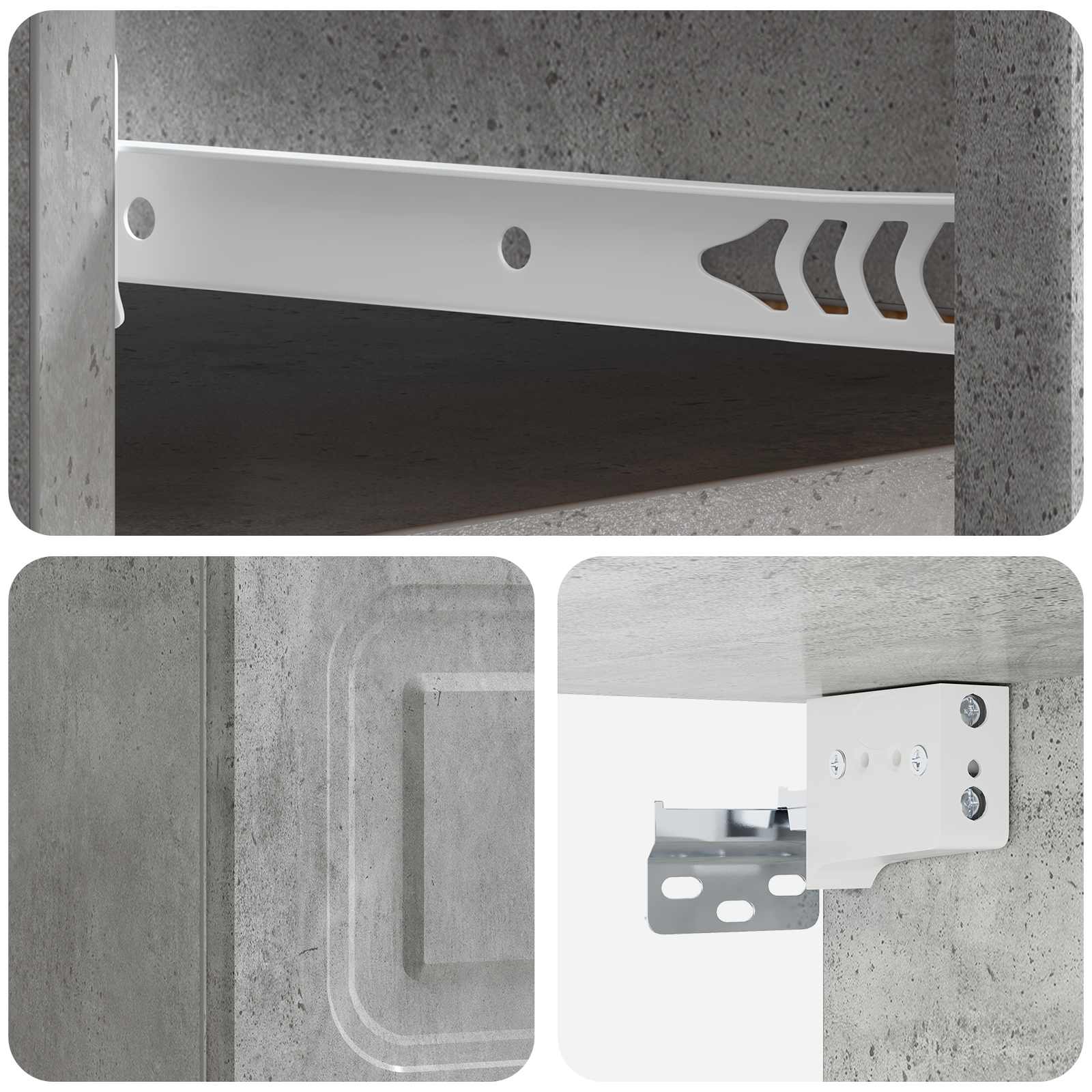 Mobiletto da notte a muro con cassetto 2 pcs Grigio Cemento