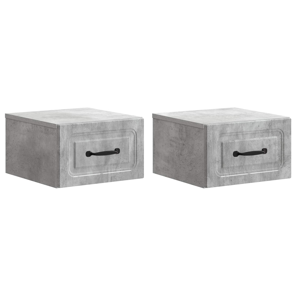 Mobiletto da notte a muro con cassetto 2 pcs Grigio Cemento
