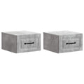 Mobiletto da notte a muro con cassetto 2 pcs Grigio Cemento