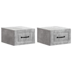 Mobiletto da notte a muro con cassetto 2 pcs Grigio Cemento