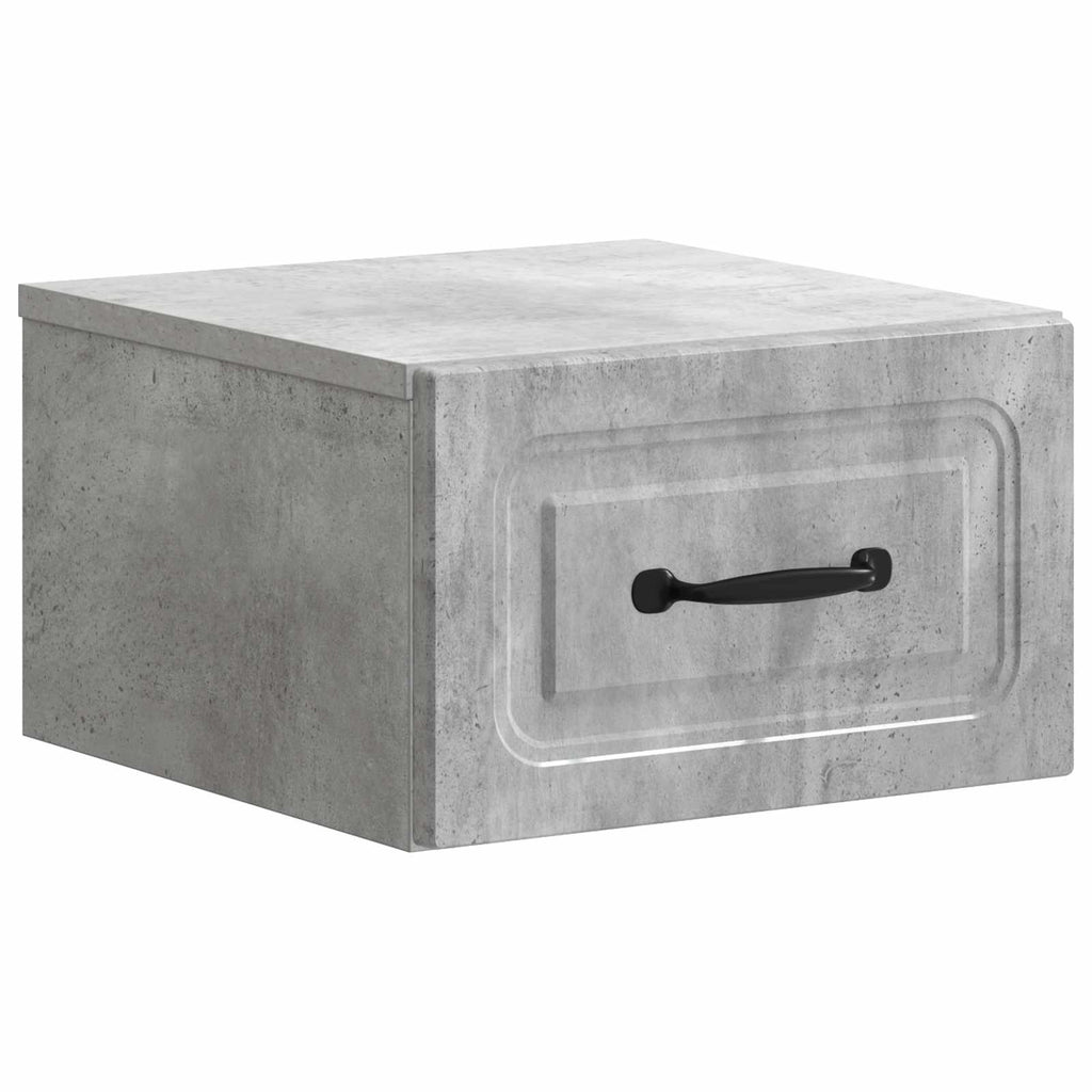 Mobiletto da notte a muro con cassetto 2 pcs Grigio Cemento