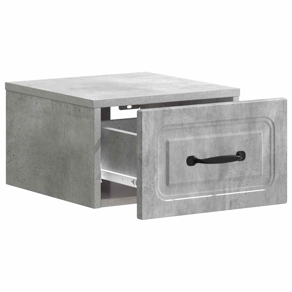 Mobiletto da notte a muro con cassetto 2 pcs Grigio Cemento