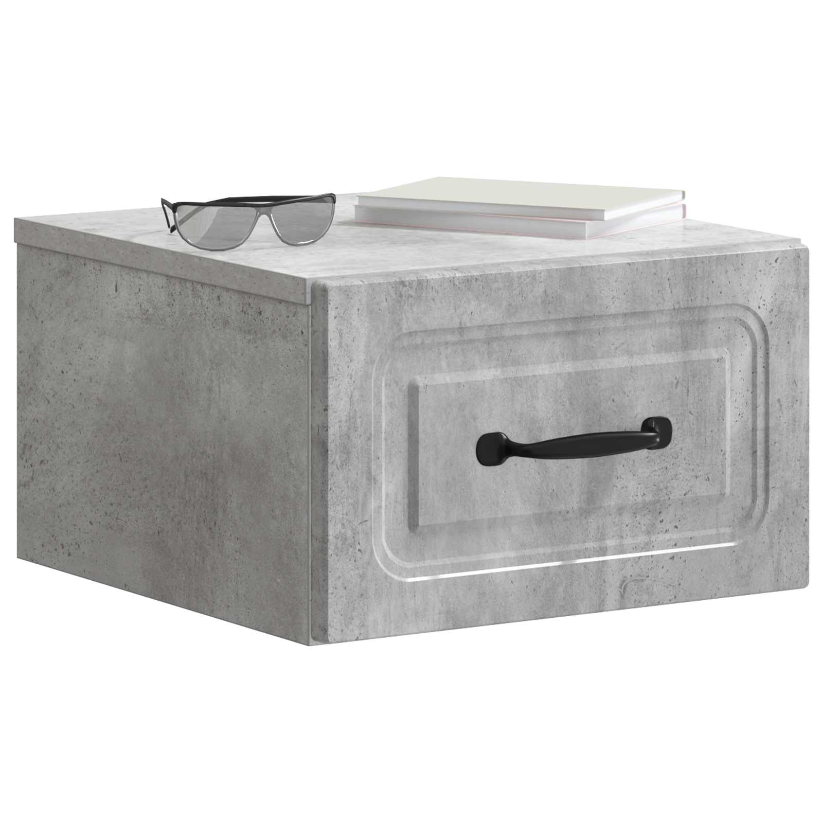 Mobiletto da notte a muro con cassetto 2 pcs Grigio Cemento