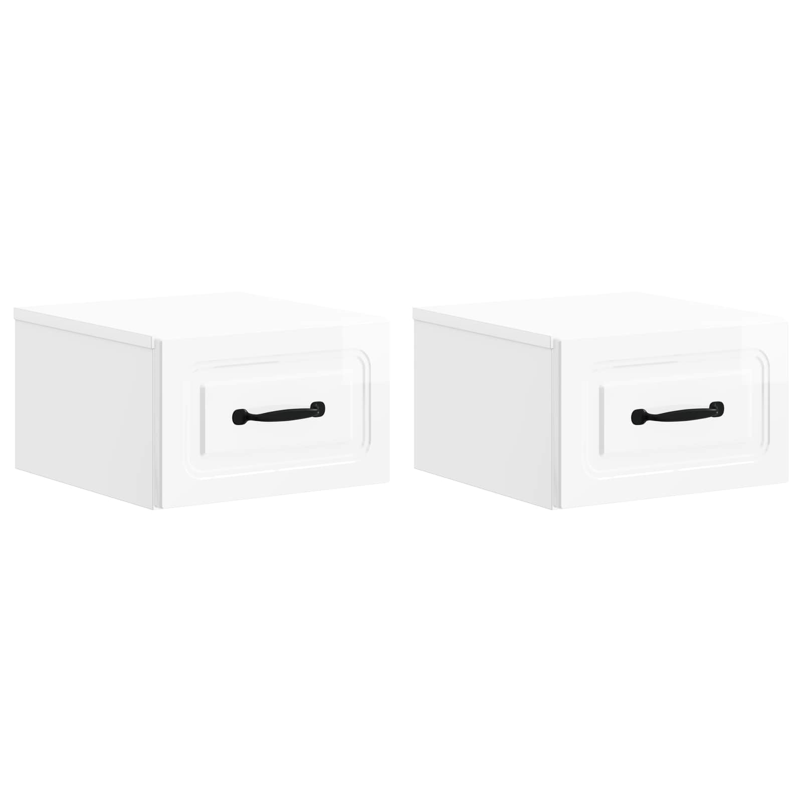 Mobiletto da notte a muro 2 pcs Bianco Lucido 34,5 x 33 x 20 cm