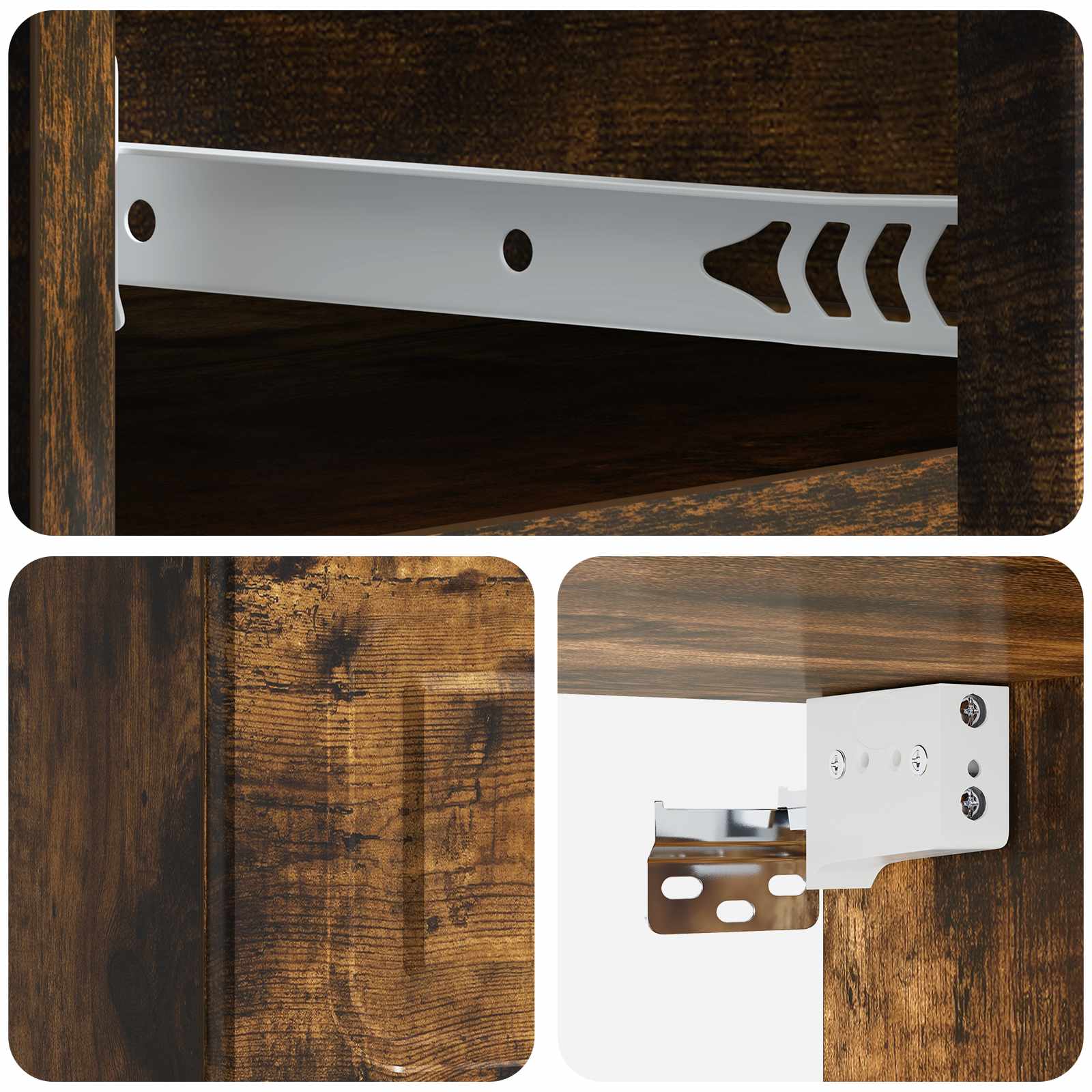 Mobiletto da notte a muro Rovere Fumo 34,5 x 33 x 20 cm